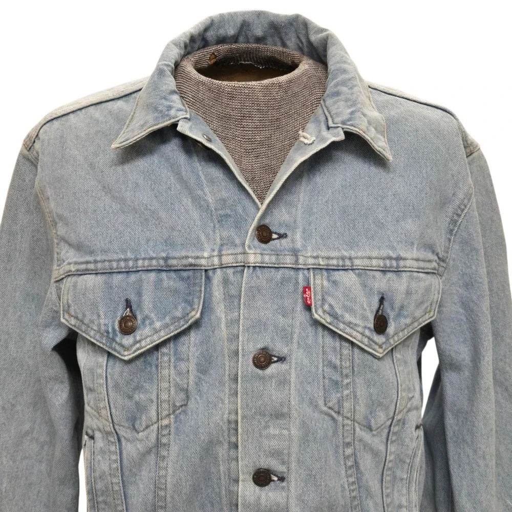 Vtg 1984 Levi's Denim Trucker Jacket Men's L (42R) Light Wash 70506-0211 USA VGC